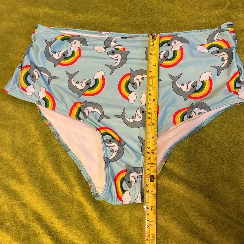 ModCloth X Collectif Rainbow Shark Swim 1X and Blue Gingham 1 piece